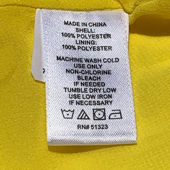 Women’s 1. STATE Yellow Long Sleeve V-Neck Blouse, Smocked Waist, Size M - Picture 8 of 8